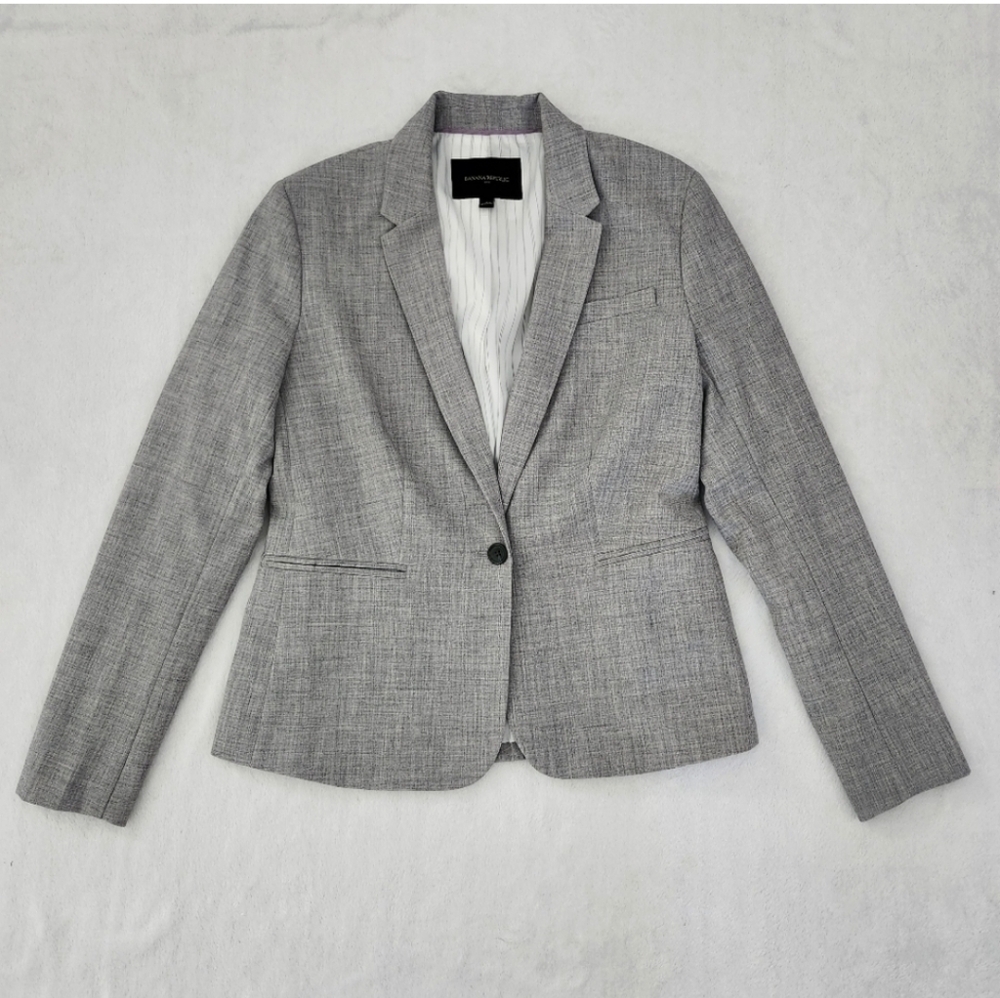BANANA REPUBLIC Women's Heather Grey‎ Single Button Blazer Suit Jacket 4 Career